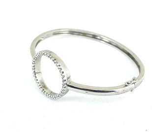 Vintage Round Cut Flush Inlaid Moissanite Bar Bangle Bracelet 925 Sterling Silver BR 3763