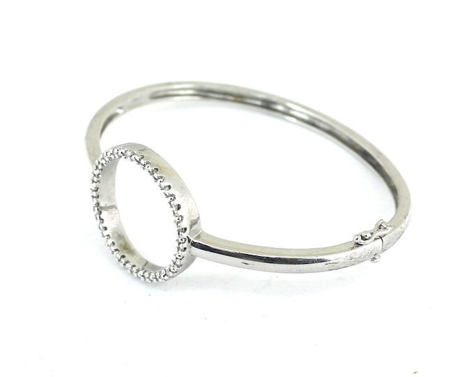 Vintage Round Cut Flush Inlaid Moissanite Bar Bangle Bracelet 925 Sterling Silver BR 3763