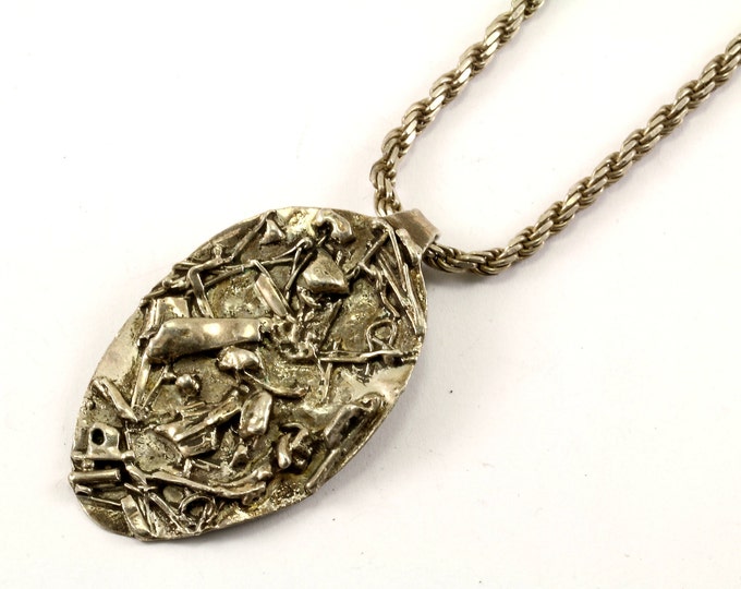 Vintage 20 Inch Modern Design Pendant Necklace 925 Sterling Silver NC 1234