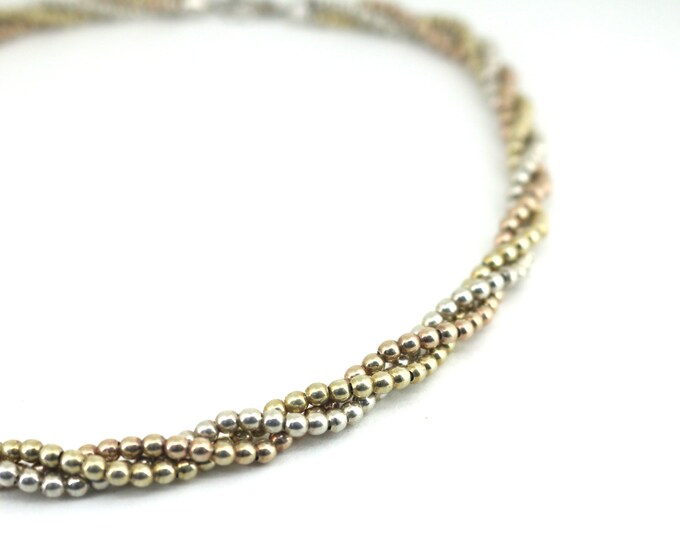Vintage 16 Inch Beads Beaded Three Twisted Necklace 925 Sterling NC 1286
