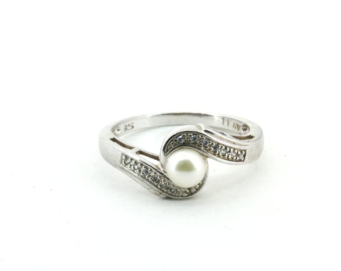 Vintage Size 7, 11  Natural Pearl Ring 925 Sterling Silver RG 1221