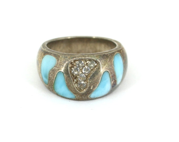 Vintage Size 7 3/4 Maralago Larimar Topaz Design Ring 925 Sterling RG 2070