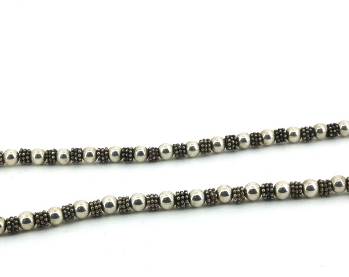 Vintage 16 Inch Beads Beaded Chain Necklace  Sterling 925 Silver NC 1843