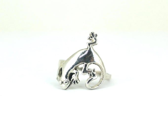 Vintage Size 6 Lizard Reptile Design Ring 925 Sterling RG 4200