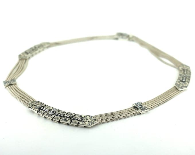 Vintage 16 Inch Turkish Multi Strand Necklace 925 Sterling NC 296