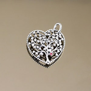 Vintage Authentic Pandora ALE Stamp Family Tree Heart Design Pendant 925 Sterling PD 2712