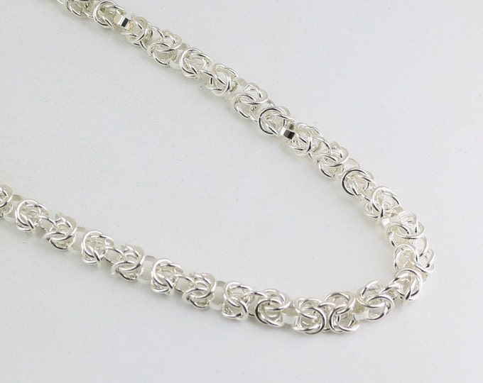 Vintage 20 Inch Fancy Shiny Man Byzantine Chain Design Necklace 925 Sterling Silver NC 1836C