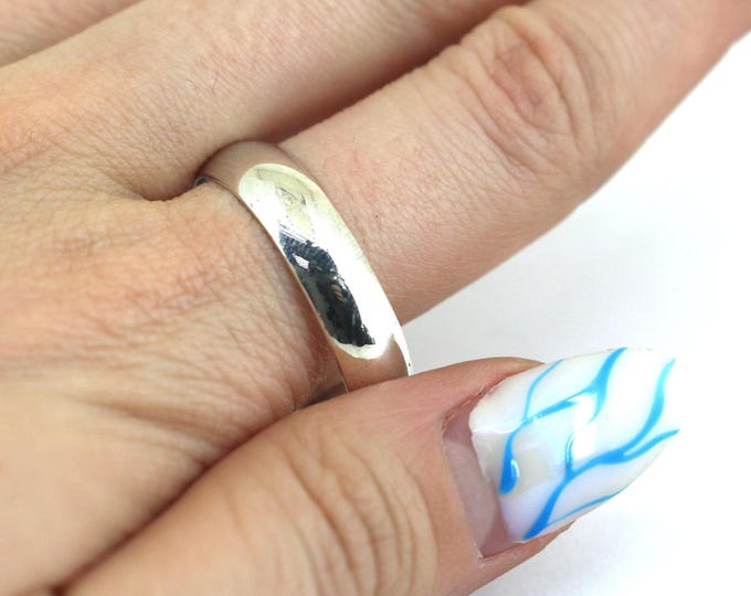 Vintage Size 14 Men's Plain Polished Design Wedding Band Ring 925 Sterling Silver RG 4700