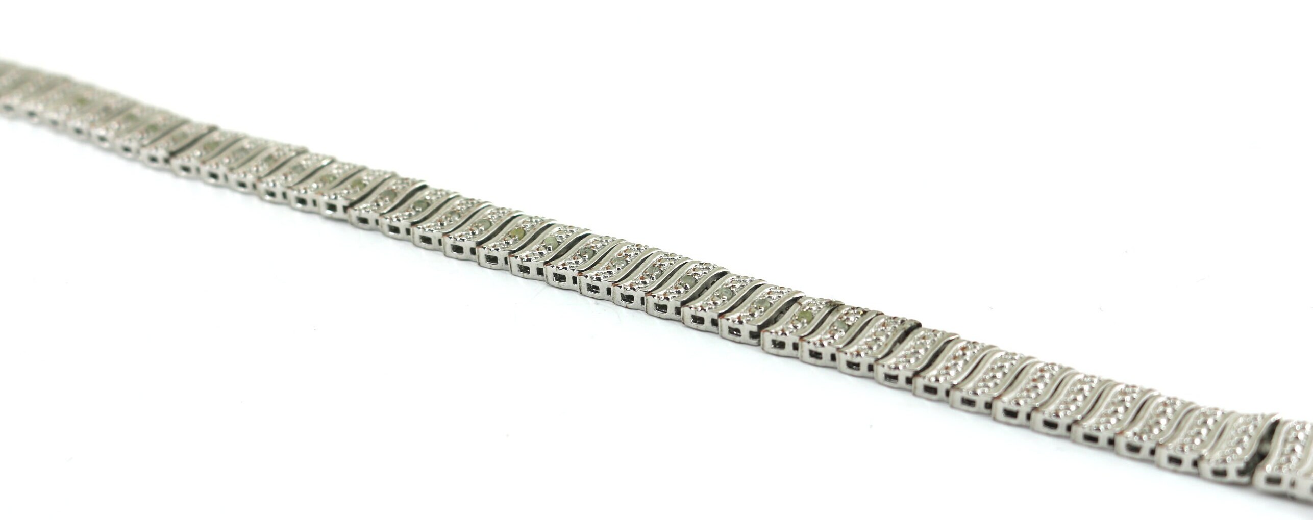 完売 Vintage Beautiful Crystals CZ Design Link Chain Bracelet 925 アクセサリー