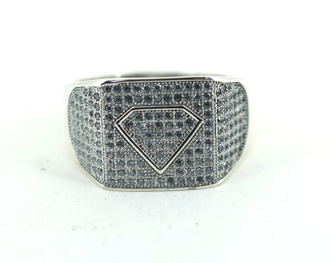 Vintage Size 7 CZ Diamond Symbol Ring 925 Sterling Silver Rg 173