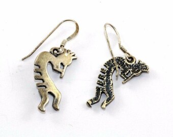 Vtg Kokopelli God Southwestern Dangle Earrings 1.25'' 925 Sterling Er 166