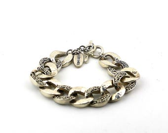 Vintage Lois Hill Sterling Silver Scroll Link Bracelet, 8 in BR 3926