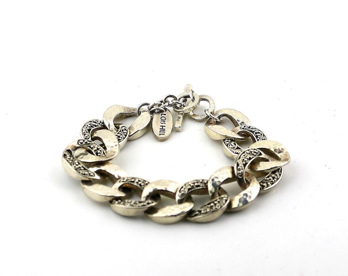 Vintage Lois Hill Sterling Silver Scroll Link Bracelet, 8 in BR 3926