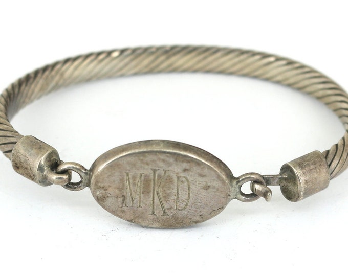 Vintage MKD Oval Engravable Disk Bangle Bracelet Sterling Silver BR 1178