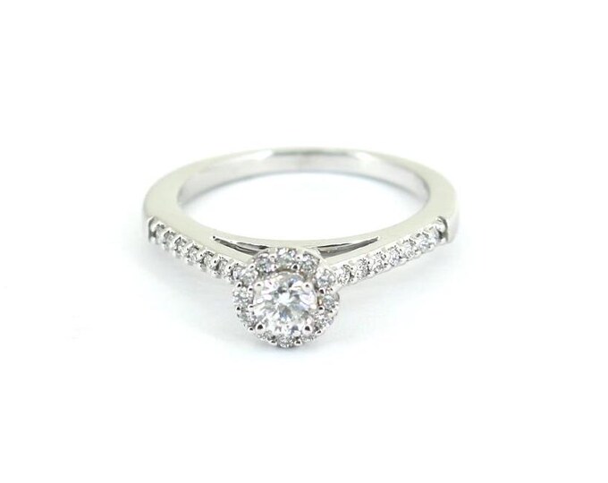 NR Size 7.75 14K Gold Round Natural Diamonds  Engagement Ring GRG 5
