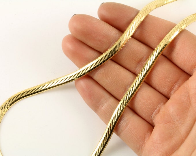 Vintage 18 Inch Italy Diamond Cut Design Gold Tone Chain Necklace 925 Sterling Silver NC 1235