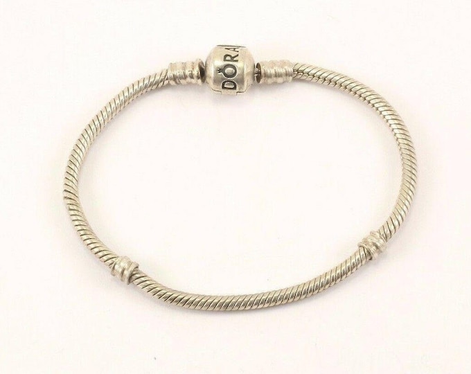 Vintage Pandora Plain Charm Bracelet Sterling Silver Br 38