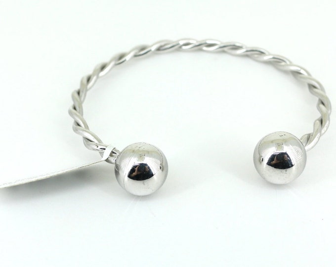 Vintage Thailand Bead Cap Twist Tube  Cuff Bracelet 925 Sterling BR 302