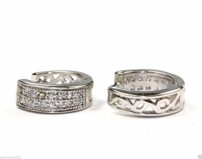 Vtg Half Crystals Petite Hoop Earrings 925 Sterling Er 50 401742007700