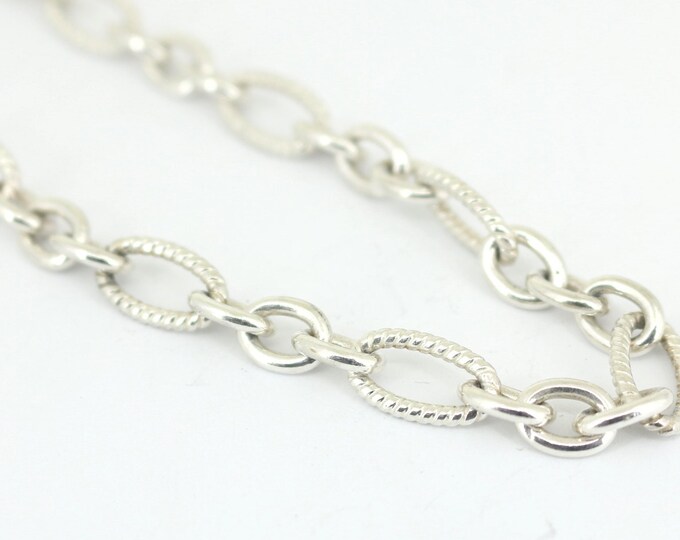 Vintage 35Inch Rolo Figaro Design Chain Necklace 925 Sterling NC 1352