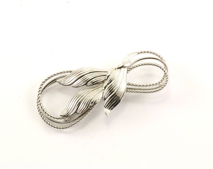 Vintage Bow Leaf Design Pin/Brooch 925 Sterling BB 1240