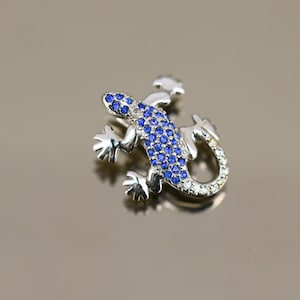 Vintage hermoso lagarto salamandra cristales CZ diseño colgante 925 Sterling PD 2337