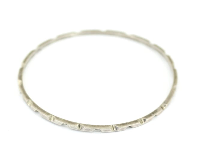 Vintage Unique Mexico DLU Thin Design Bangle Bracelet Sterling Silver BR 3851