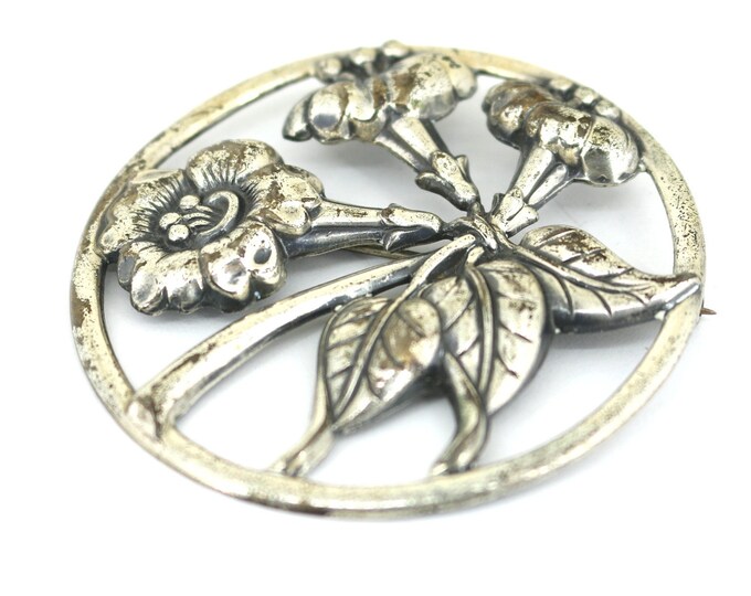 Vintage Danecraft Flowers Circle  Pin/Brooch 925 Sterling BB 2449