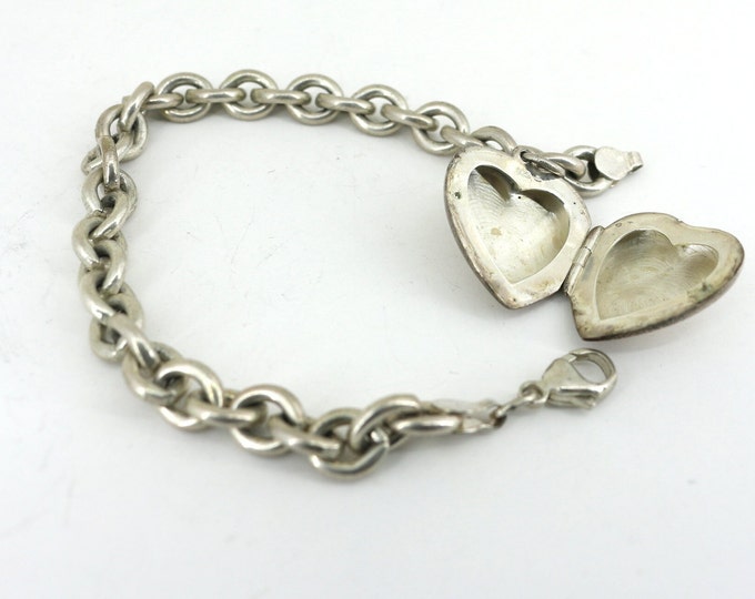 Vintage Open Heart Chain Design Bracelet Sterling Silver 925  BR 1689