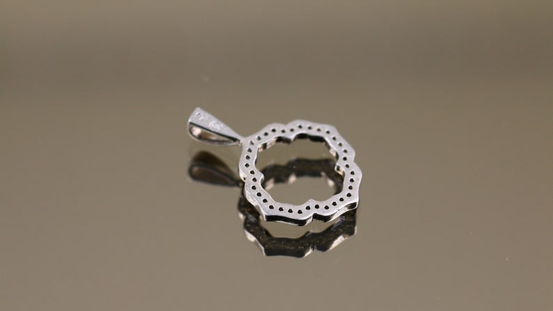 Vintage Real Diamonds Small Beautiful Arabic Flower Design Pendant 925 Sterling PD 2236E