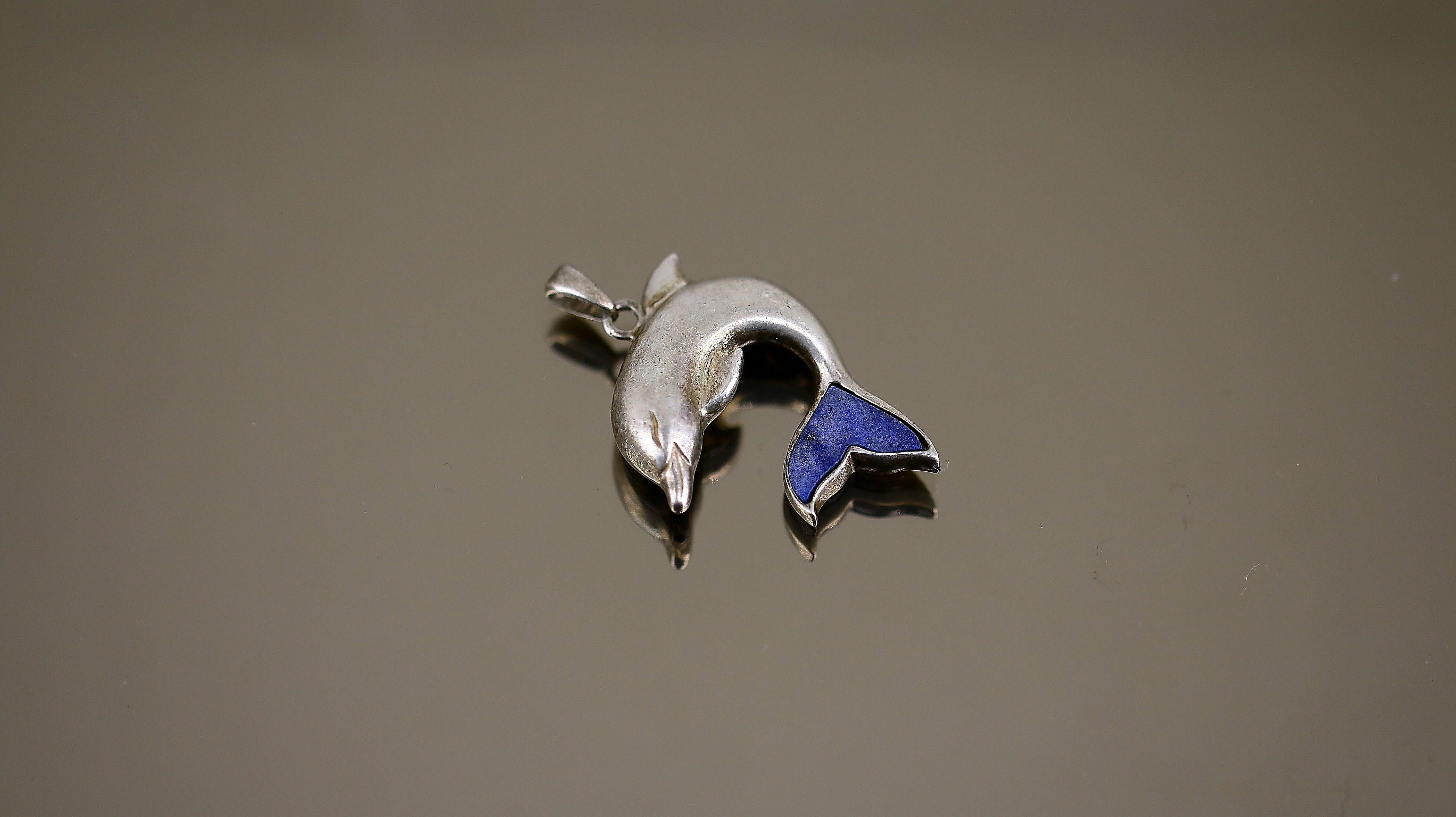 Vintage Lenox Lapis Lazuli Cute Dolphin Shape Design Pendant