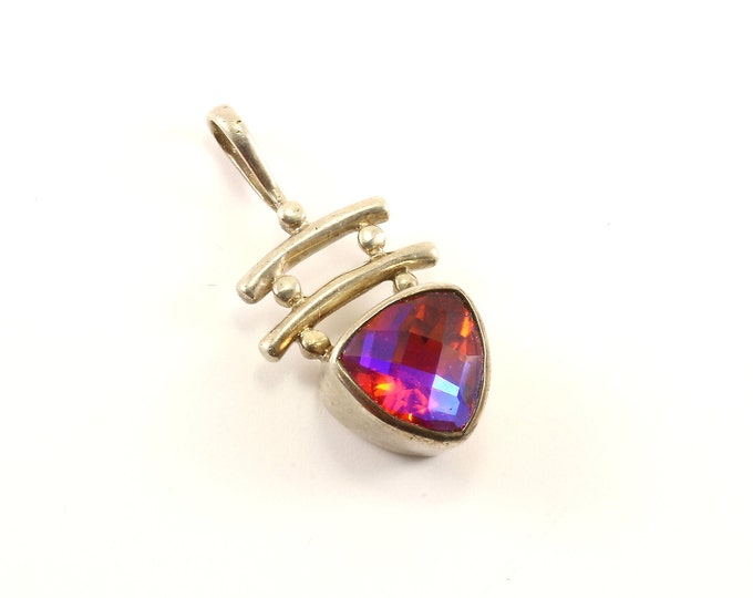Vintage Beautiful Chameleon Multi Color Crystal Design Pendant 925 Sterling Silver PD 1547