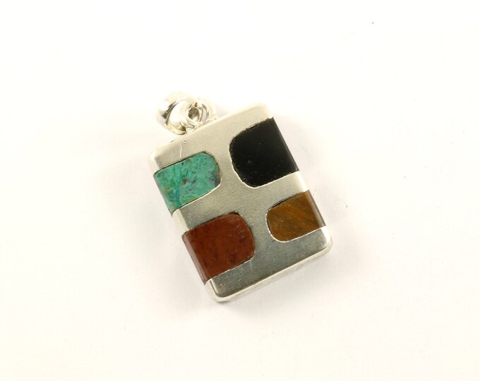 Vintage Multi Stone Bar Design Pendant 925 Sterling  PD 2032