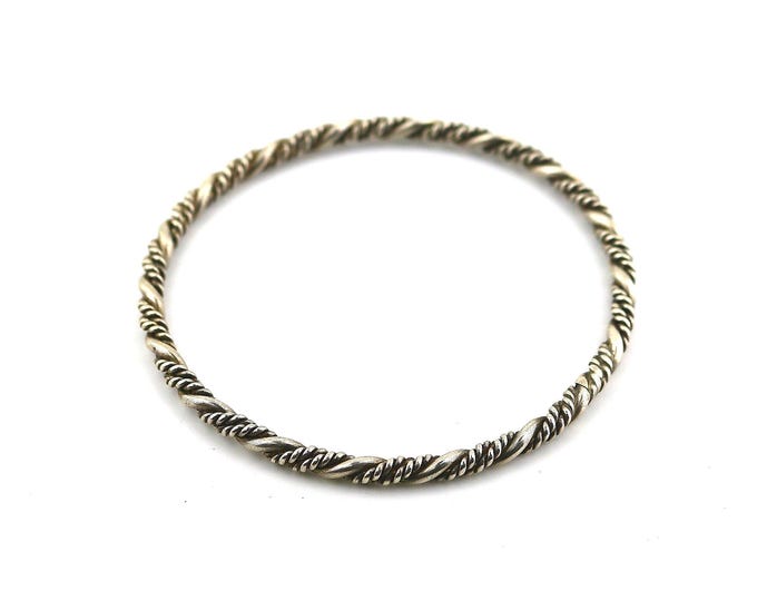 Vintage Beautiful Simple Scroll Twisted Braids Braided Design Bracelet 925 Sterling Silver BR 422