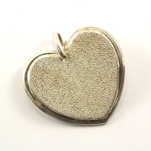 Vintage Milor Italy Heart Shape Druzy Finish Pendant 925 Sterling  PD 342-E