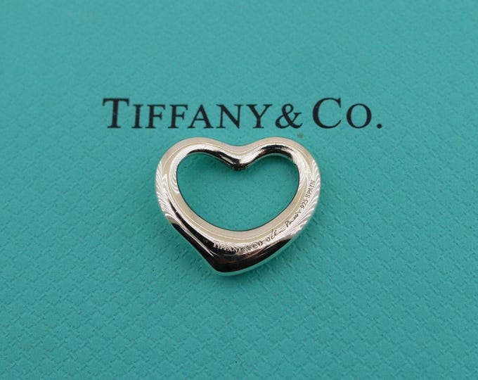 Authentic Tiffany & Co Elsa Peretti Open Heart Design Pendant Sterling 925 Silver PD 482t
