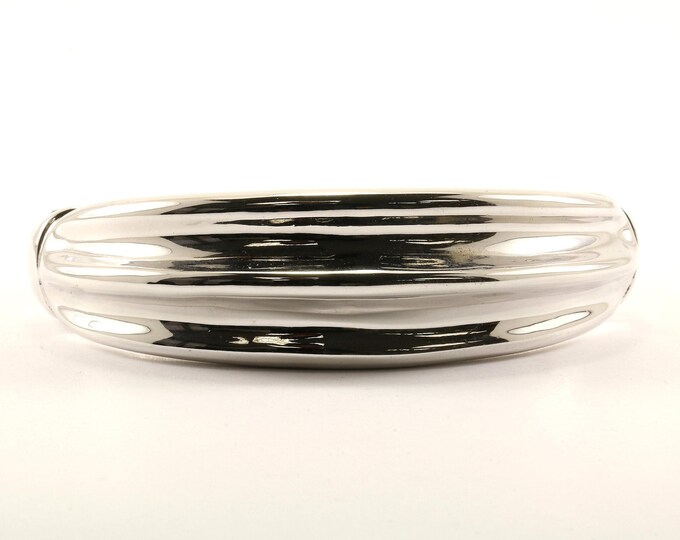 Vintage Ladies Ribbed Design Bangle Bracelet 925 Sterling Silver Br 442