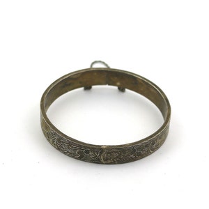 Vintage Flower Floral Etched Design Bangle Bracelet 925 Sterling BR 178