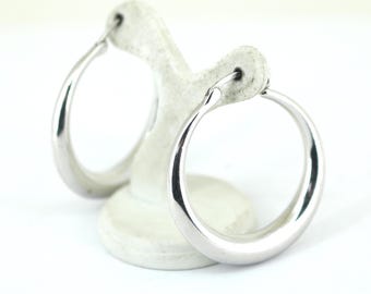 Vintage Shiny Hoop Earrings Sterling 925 ER 1331