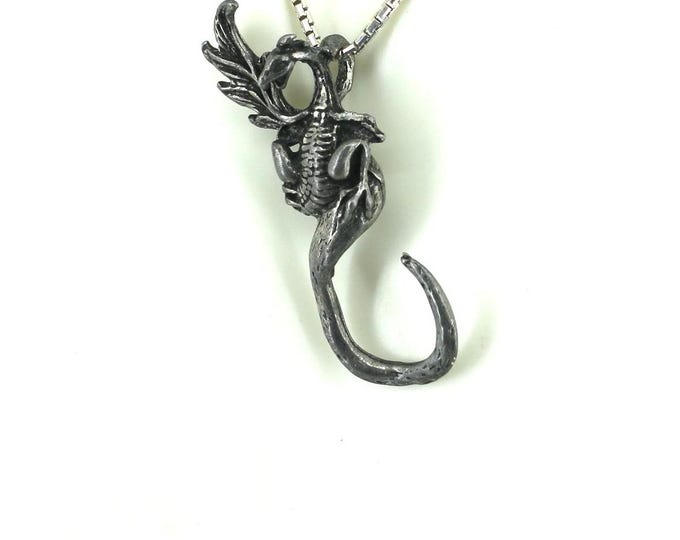 Vintage Gorgeous Detailed Dragon Pendant 900 Silver PD1545