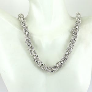 Collana vintage con catena bizantina pesante da 18 pollici in argento Sterling 925 Nc 981