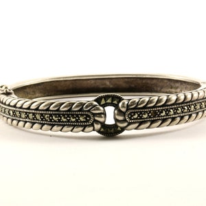 Vintage  Judith Jack Twisted Cable Marcasite Design Bangle Bracelet 925 Sterling BR 3288