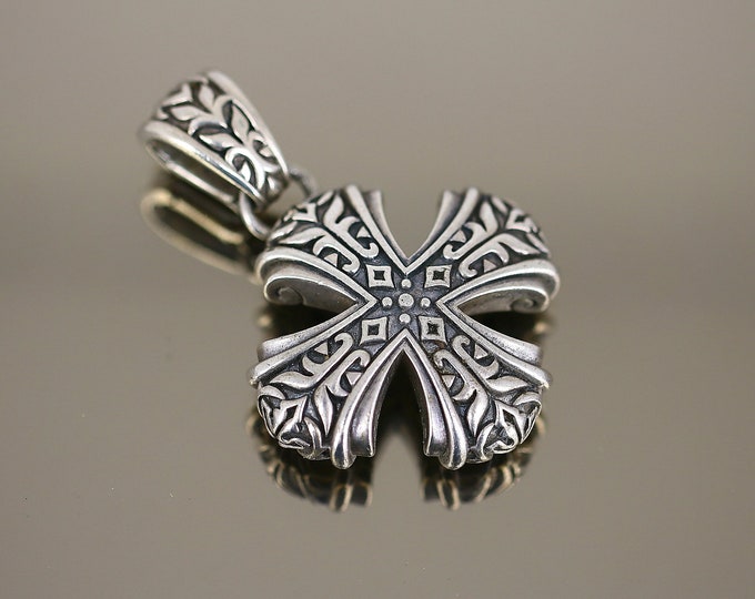 Vintage Antique Victorian Scroll Pattern Cross Design Pendant 925 Sterling Silver PD 2373