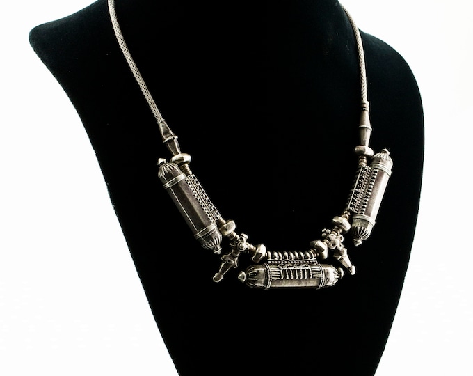 Vintage 19 Inch Very Old Antique Steampunk Style Sparkle Chain Design Necklace 925 Sterling Silver NC 9-E