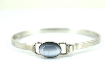 Vintage Mexico Thin Belt Buckle Bangle Bracelet 925 Sterling