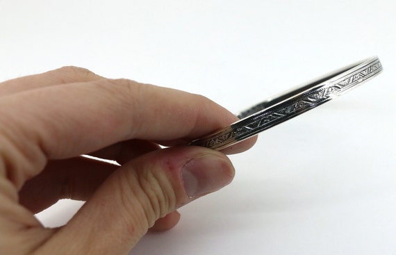 Vintage Antique Patterned Thin Stackable Bangle B… - image 2