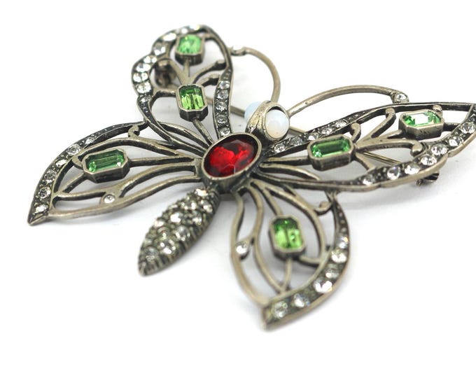 Vintage Antique MMA Metropolitan Museum Of Art Deco Butterfly CZ Crystals Insect Brooch Sterling Silver 925 BB 1738