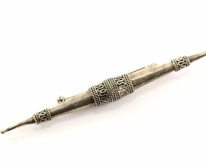Vintage Large Bali Design Elongated Pin/brooch 925 Sterling Bb 1151(123702070561)