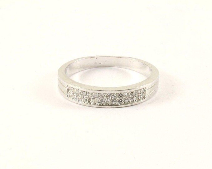 Vintage Silver Crystals Classic Band Design Ring 925 Sterling RG 3751