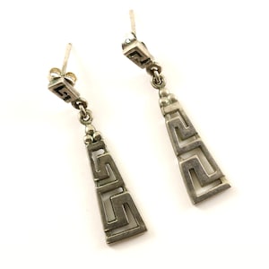 Vintage Maze Design Dangling Earrings Sterling Silver ER 1191